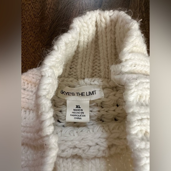 SKYE’S THE LIMIT WOMENS CHUNKY OPEN KNIT MOCK TURTLENECK WHITE/CREAM SWEATER XL - Picture 3 of 10